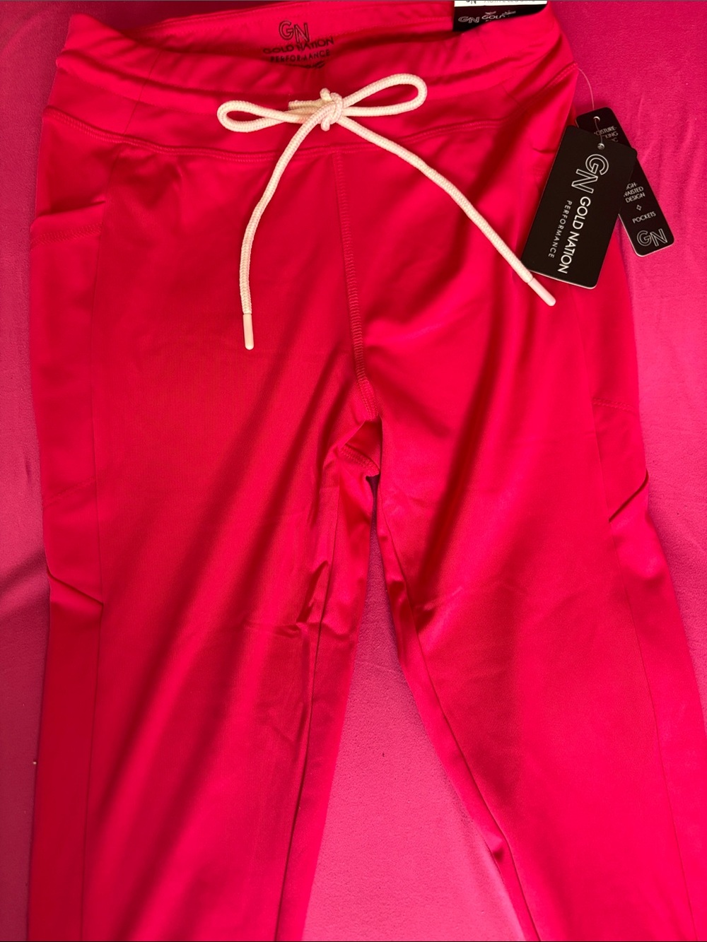 Girls' Pink Active Drawstring Leggings